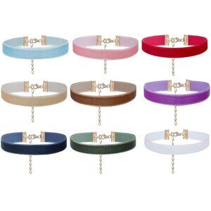 Set of 9 adjustable velvet chokers